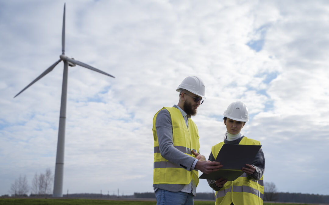 medium shot environmental engineers outside